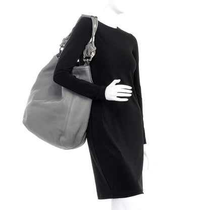 Gucci Calfskin Large Techno Horsebit Hobo Grey 2 of 7