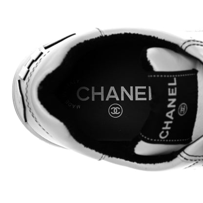 Chanel Calfskin Womens Logo Sneakers 40 White Black 7 of 8