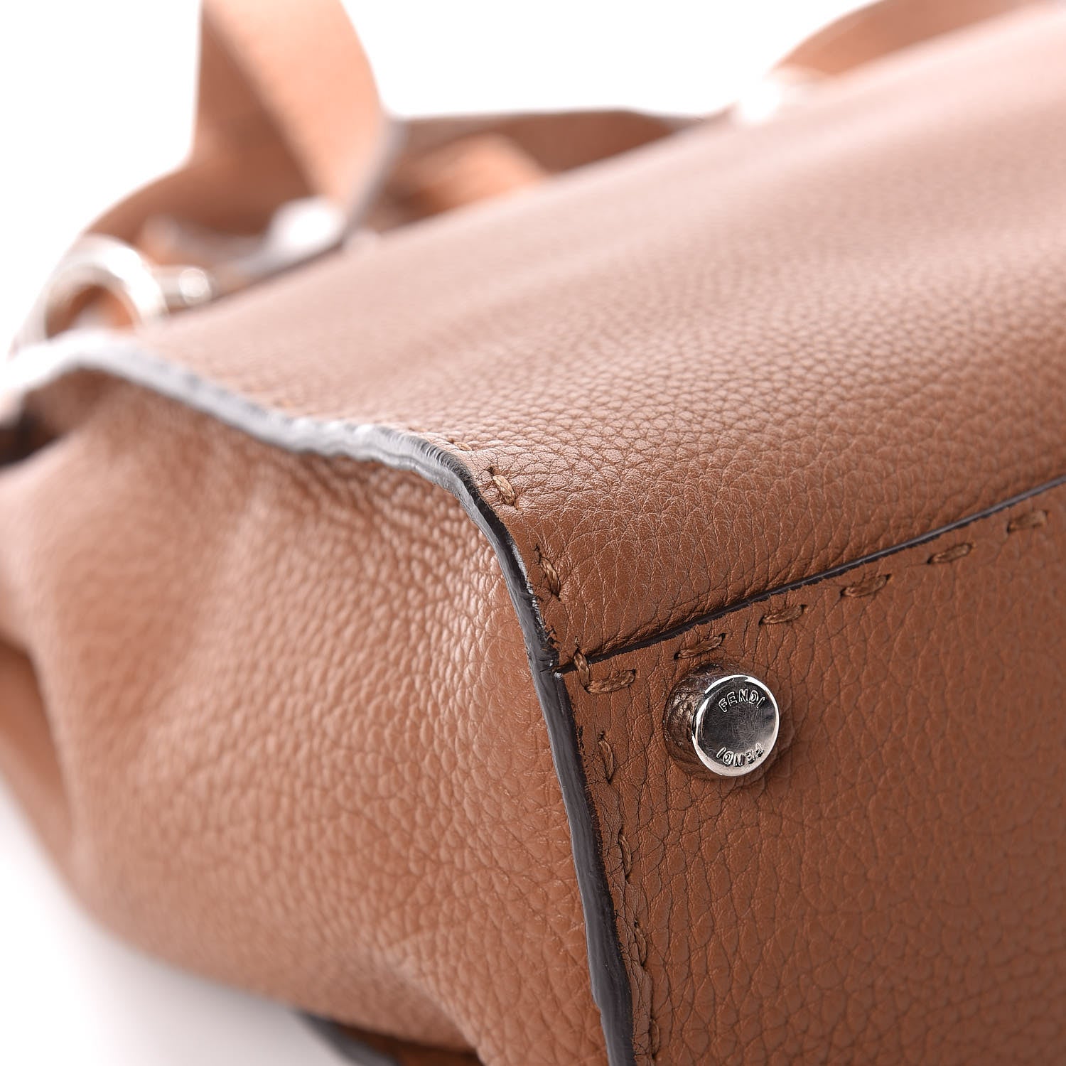 Fendi Cuoio Romano Selleria Bi-Color Medium Peekaboo Iconic Satchel Mou Deserto 13 of 14