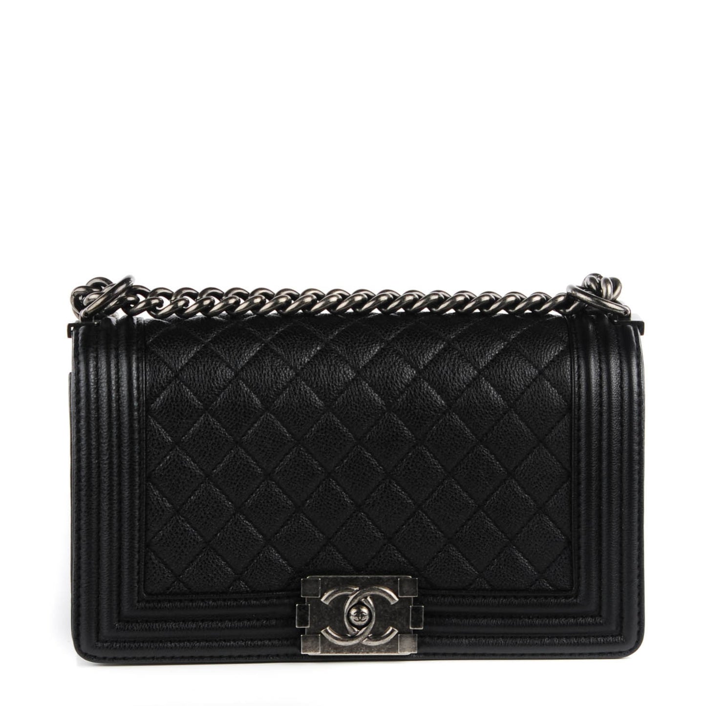 Calfskin Quilted Medium Boy Flap Black