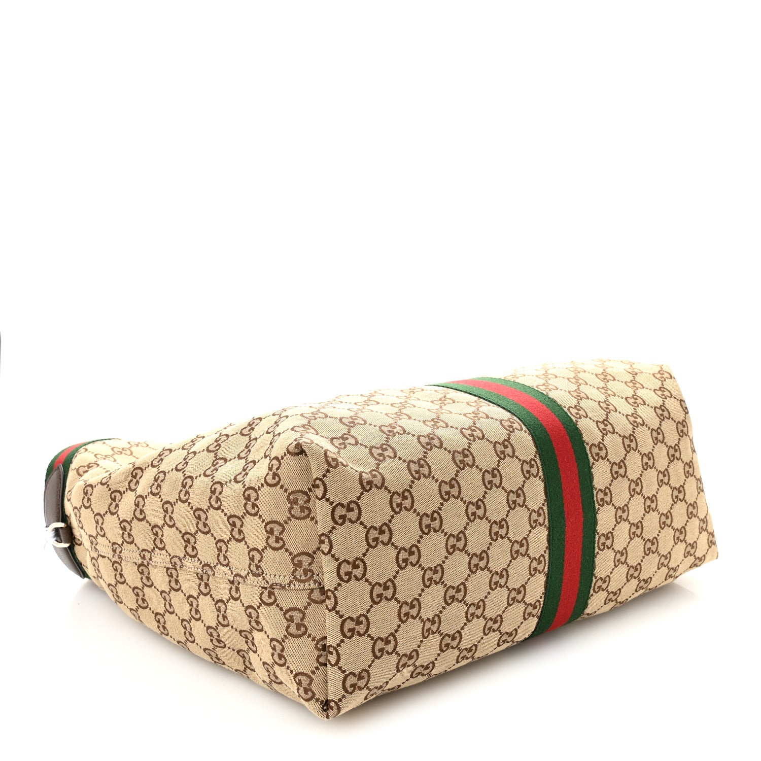 Gucci GG Monogram Web Large Giglio Tote Bag Beige Dark Brown 5 of 13