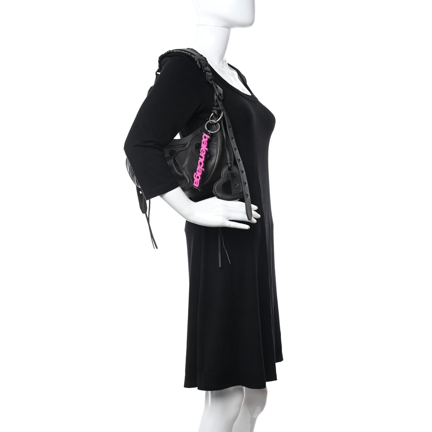 Balenciaga Used Calfskin Small Le Cagole Shoulder Bag Black 2 of 10