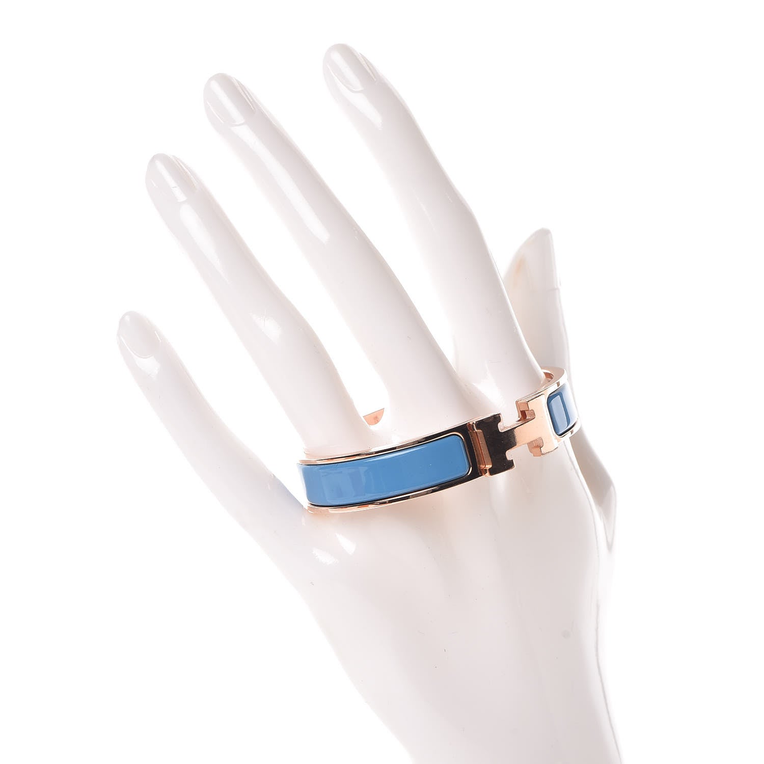 Hermes Enamel Narrow Clic Clac H Bracelet PM Bleu Cielo 2 of 5