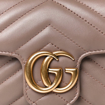 Gucci Calfskin Matelasse Super Mini GG Marmont Shoulder Bag Porcelain Rose 14 of 23
