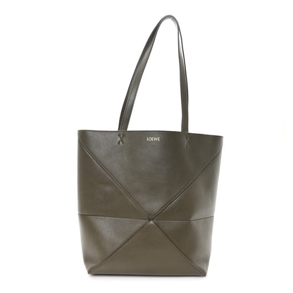 Loewe Shiny Calfskin Medium Puzzle Fold Tote Dark Khaki Green 1 of 10