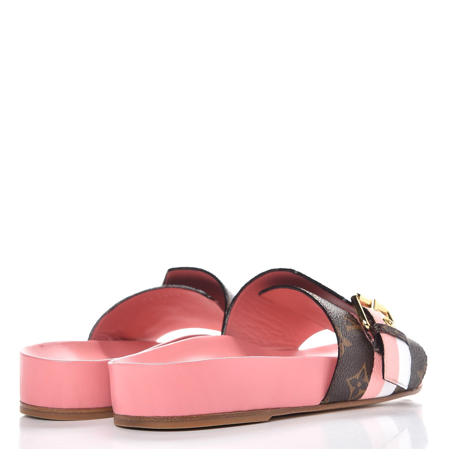 Patent Monogram Bom Dia Flat Mule 38 Rose White
