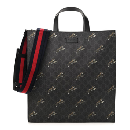 Gucci GG Supreme Monogram Tigers Web Vertical Tote Black Multicolor 1 of 9