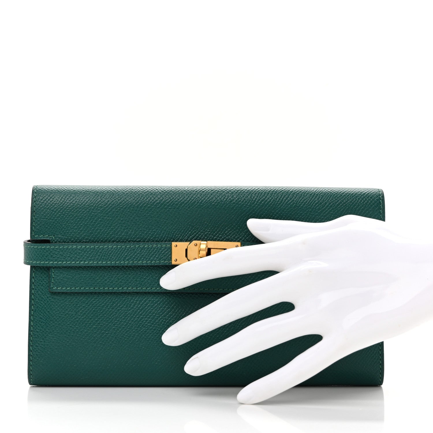 Hermes Epsom Kelly Longue Wallet Malachite 2 of 9