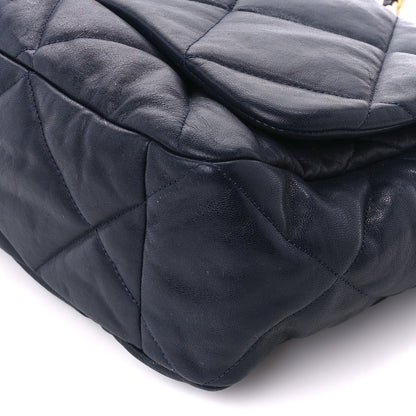Chanel Lambskin Quilted Maxi Chanel 19 Flap Navy 10 of 11