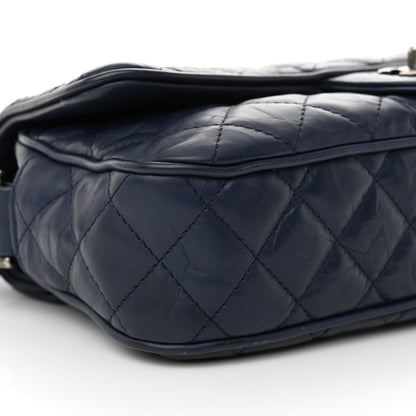 Chanel Crumpled Calfskin Quilted Medium Casual Rock Flap Navy 9 of 12