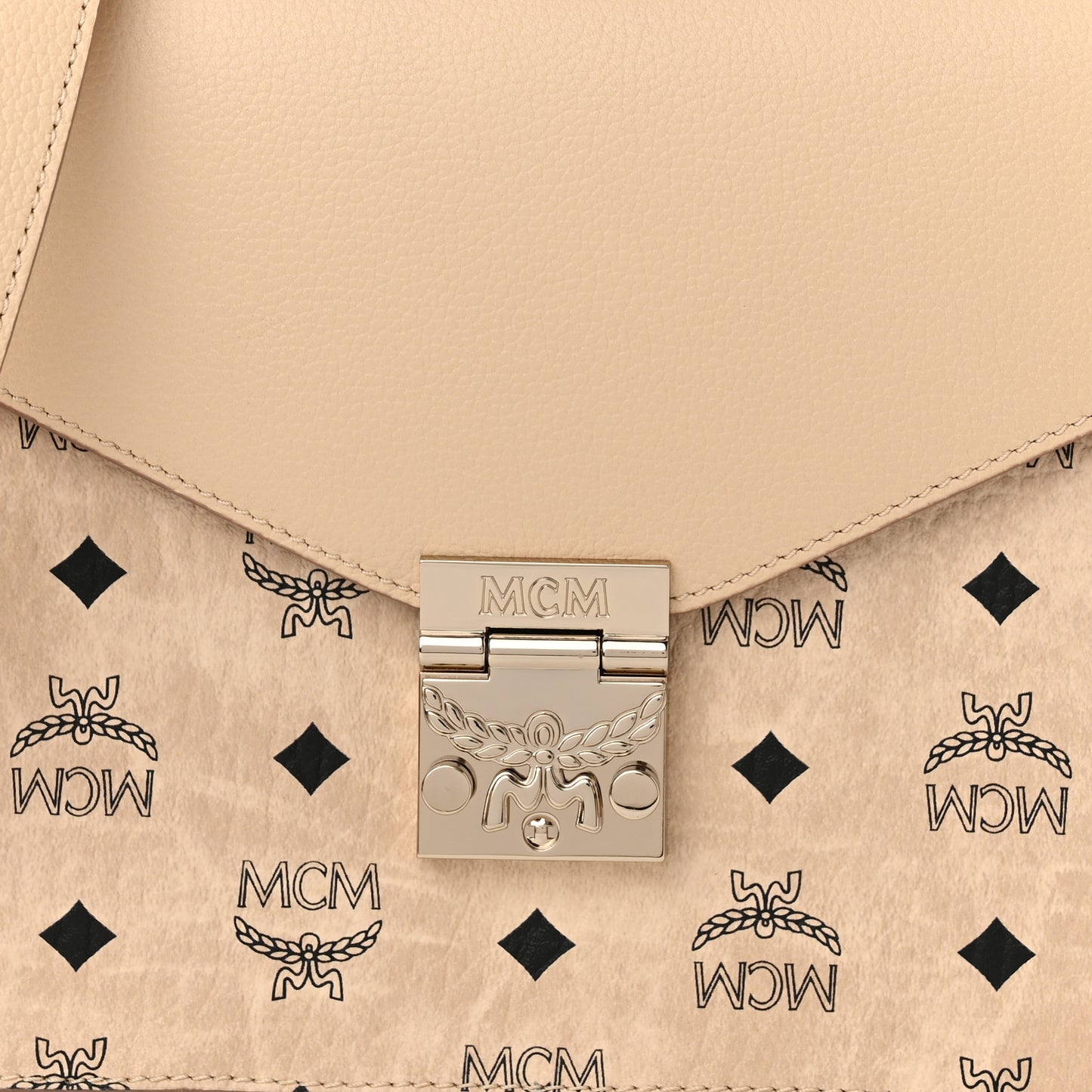 Visetos Calfskin Medium Patricia Satchel Beige