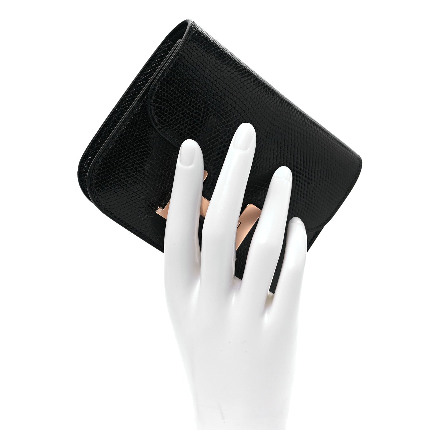 Hermes Lizard Constance Slim Wallet Black 3 of 8