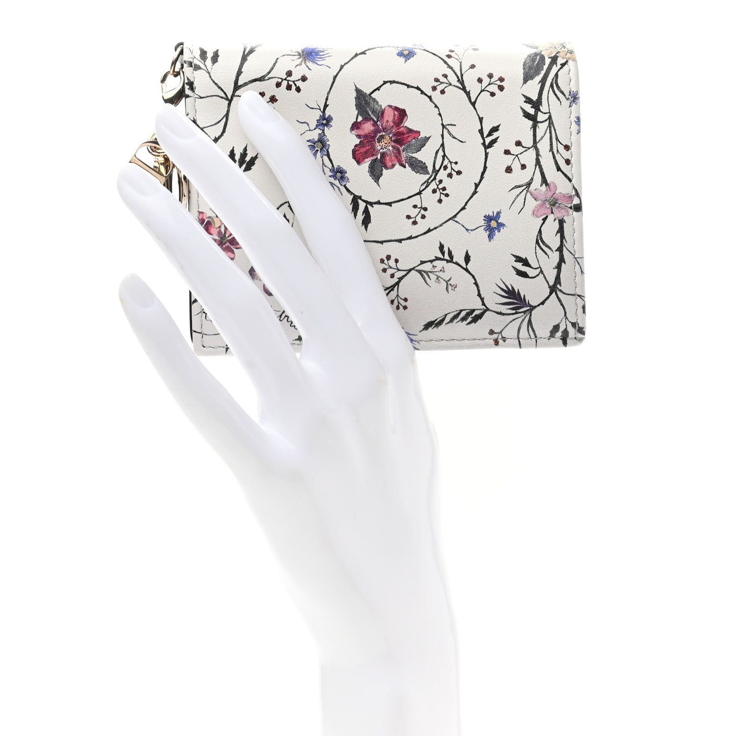 Calfskin Floral Wallet White Multicolor