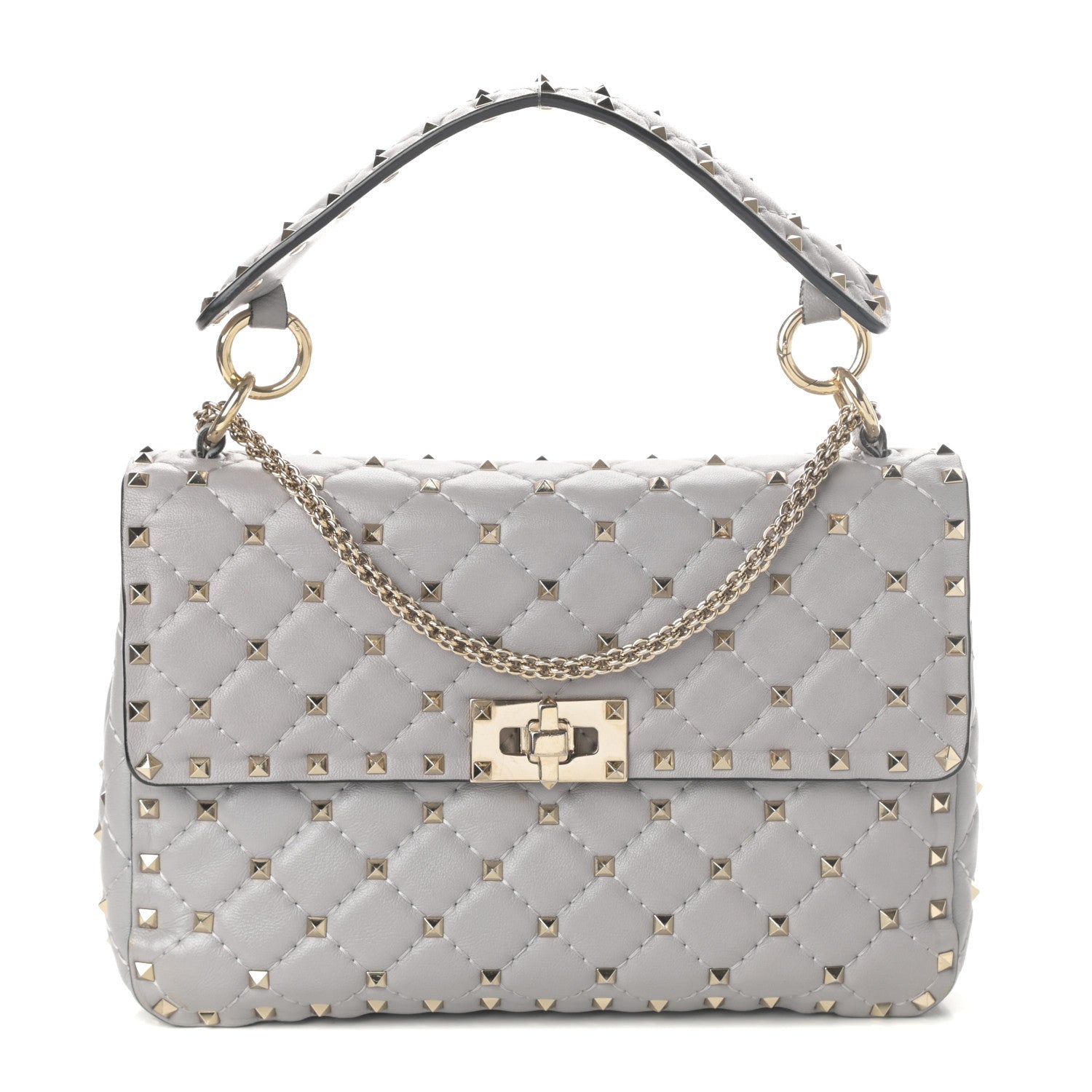 Valentino Garavani Nappa Medium Rockstud Spike Shoulder Bag Grey 1 of 9