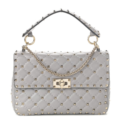 Valentino Garavani Nappa Medium Rockstud Spike Shoulder Bag Grey 1 of 9