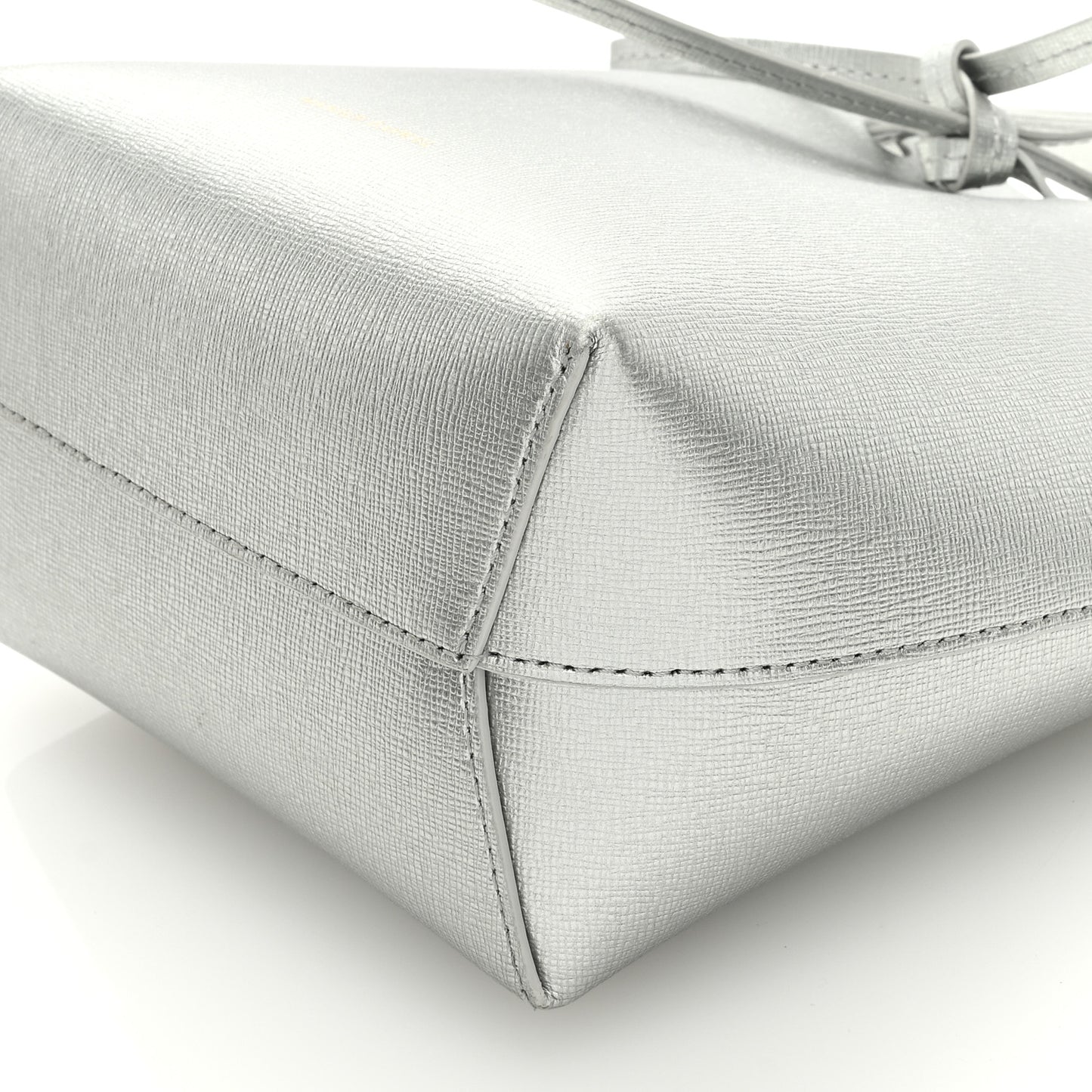 Metallic Calfskin Bucket Bag Silver
