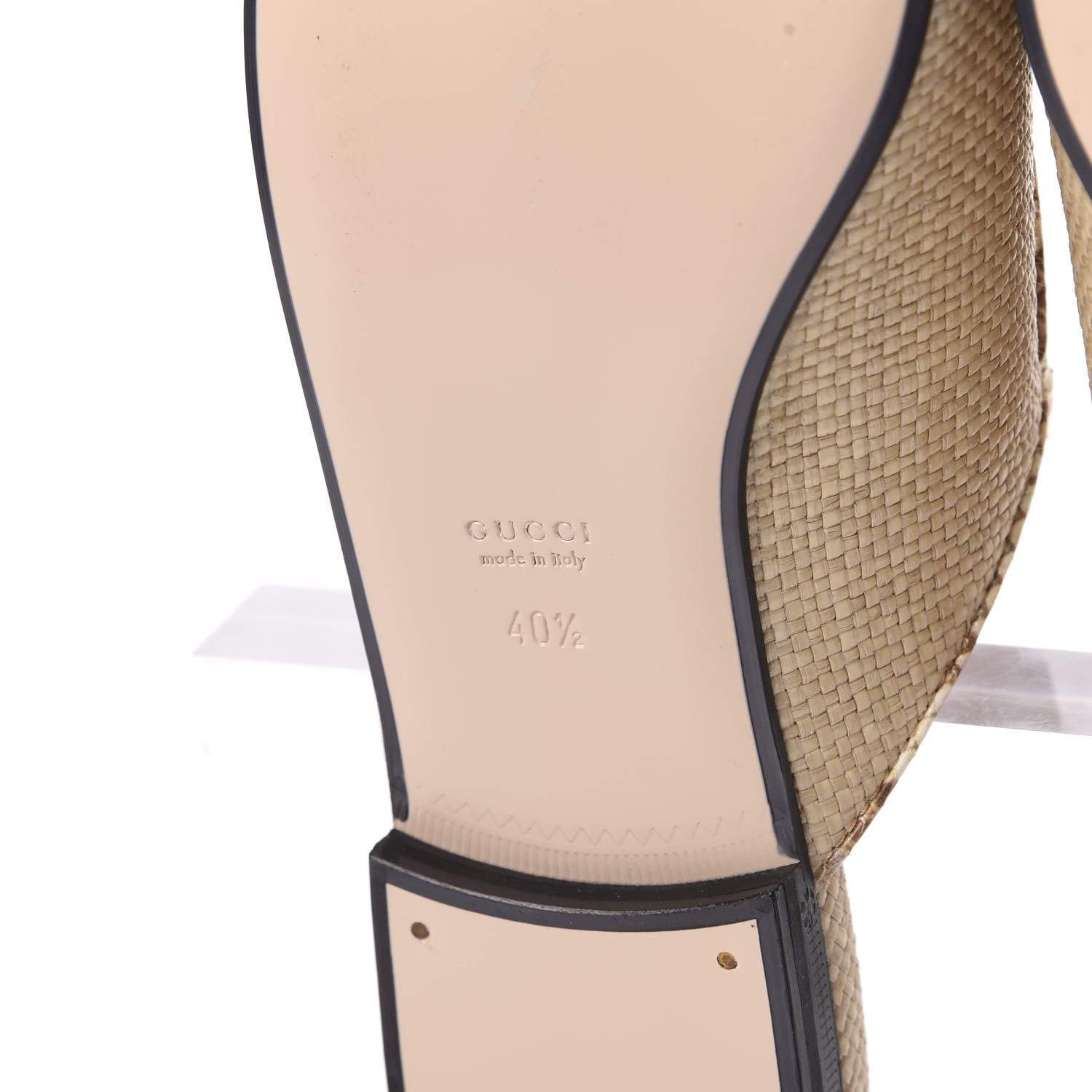 Gucci Straw Elaphe Womens Princetown Slippers 37 Natural Cream Brown 9 of 11