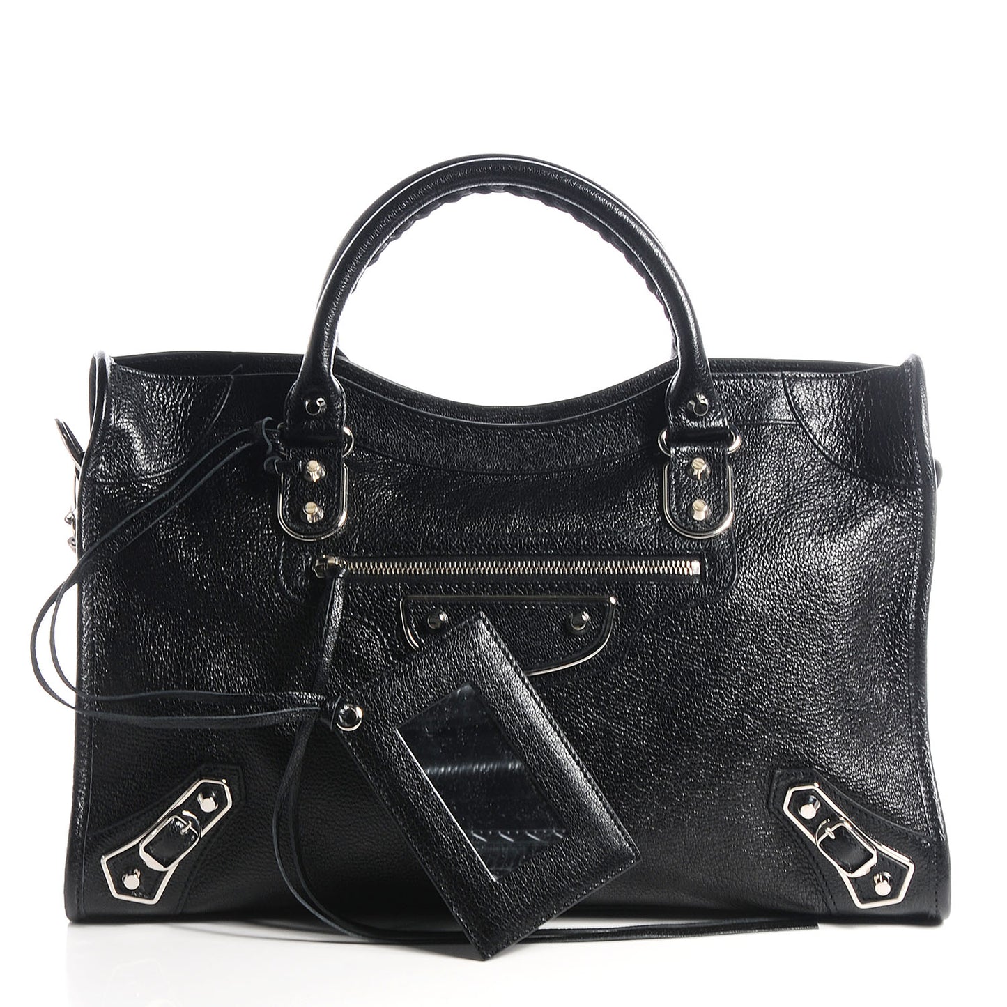 Chevre Silver Metallic Edge Hardware City Black