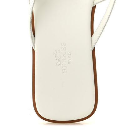 Hermes Calfskin Miss Sandals 37 White 7 of 9