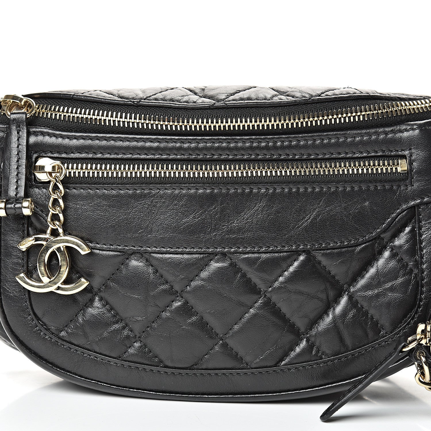 Chanel Aged Calfskin Quilted Waist Bag With Coin Purse Black 7 of 9