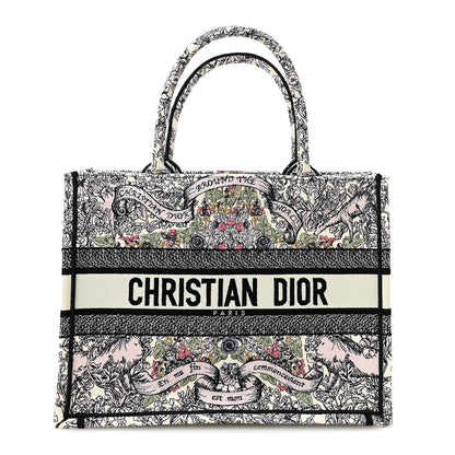 Christian Dior Canvas Embroidered Medium Around The World Book Tote White Multicolor 1 of 10