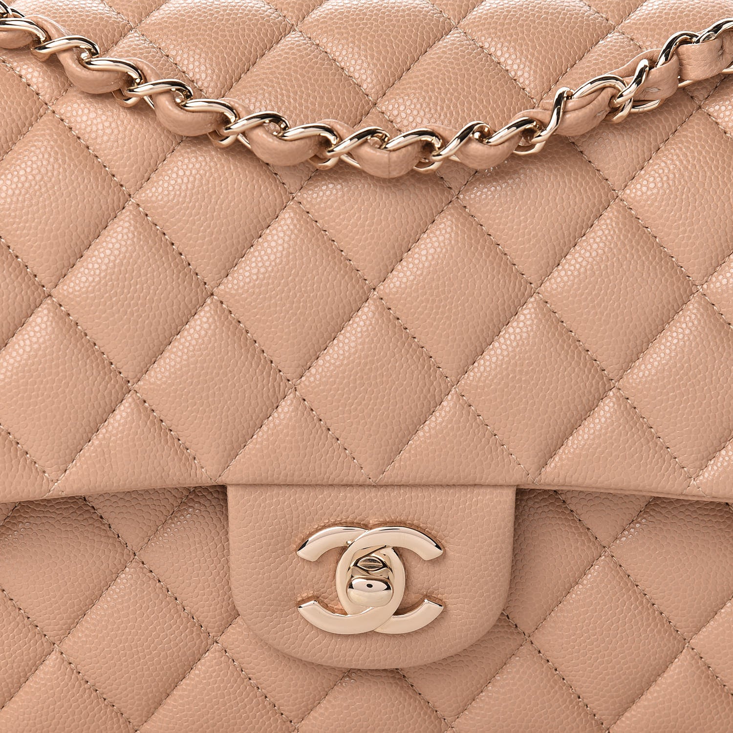 Chanel Caviar Quilted Medium Double Flap Beige 8 of 10