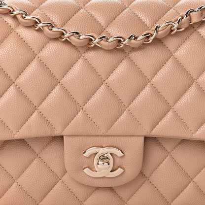 Chanel Caviar Quilted Medium Double Flap Beige 8 of 10
