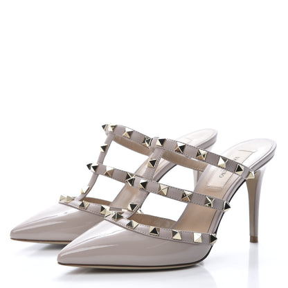 Valentino Garavani Patent Rockstud 90mm Cage Mules 36 Poudre 3 of 12
