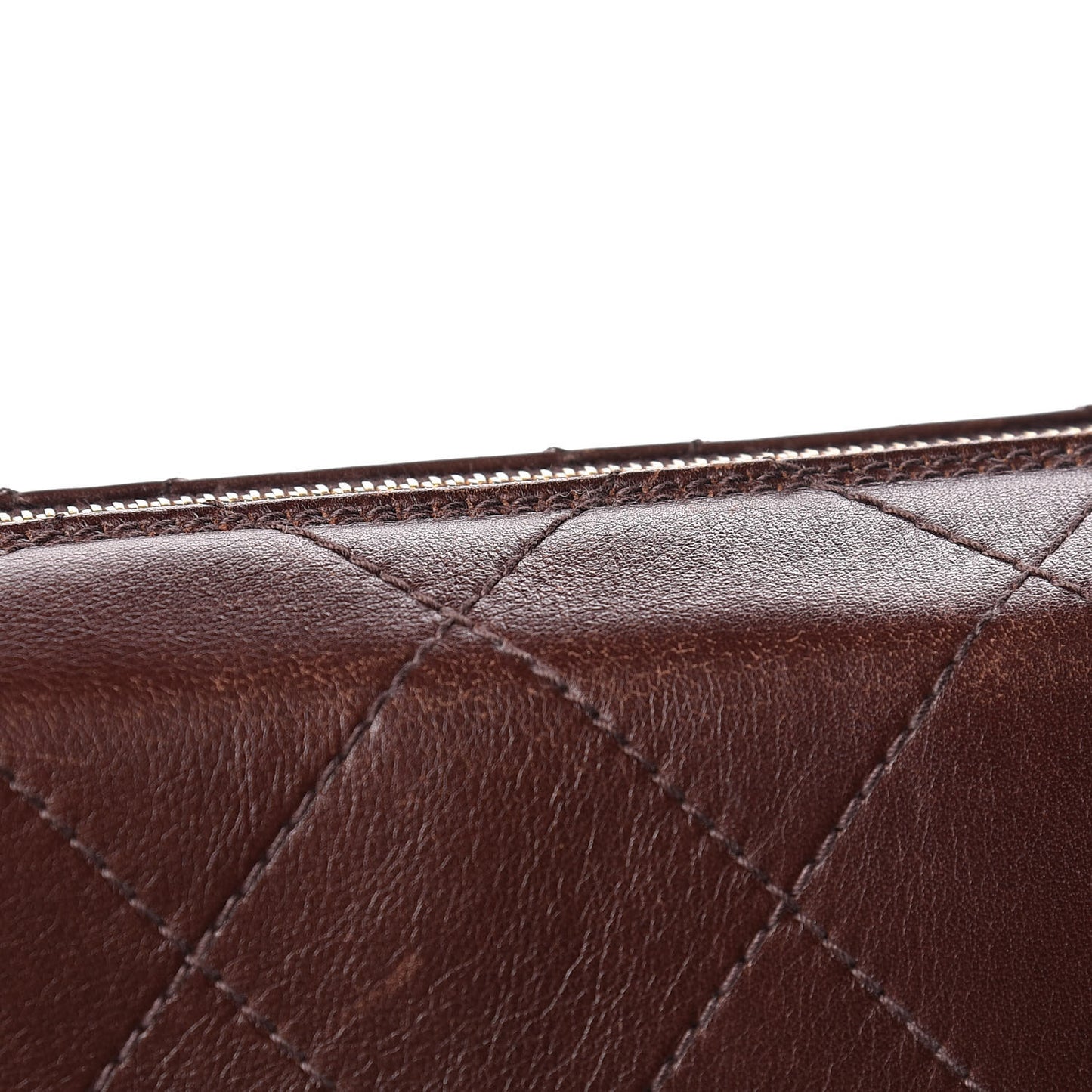 Lambskin Diamond Stitched Shoulder Bag Brown