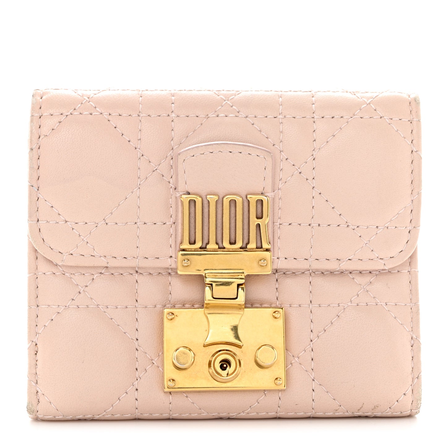 Lambskin Cannage Dioraddict Flap Wallet Rose Poudre