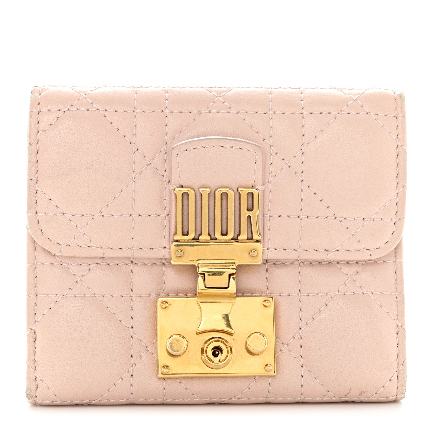 Christian Dior Lambskin Cannage Dioraddict Flap Wallet Rose Poudre 1 of 8