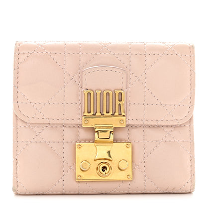 Christian Dior Lambskin Cannage Dioraddict Flap Wallet Rose Poudre 1 of 8