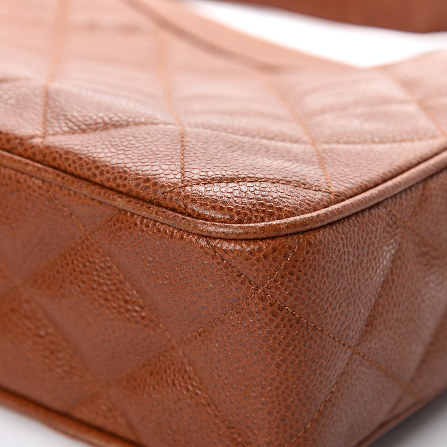 Caviar Quilted Flap Camera Case Brown