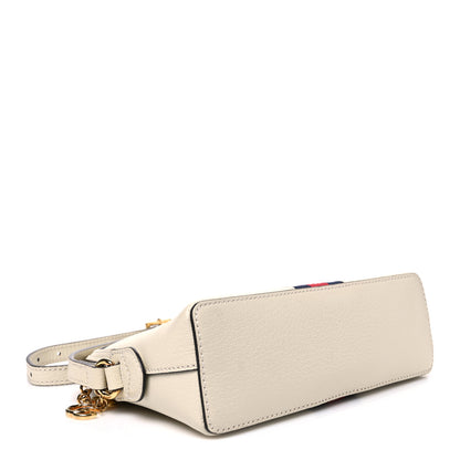 Gucci Textured Dollar Calfskin Web Small Ophidia Dome Shoulder Bag Mystic White 3 of 9