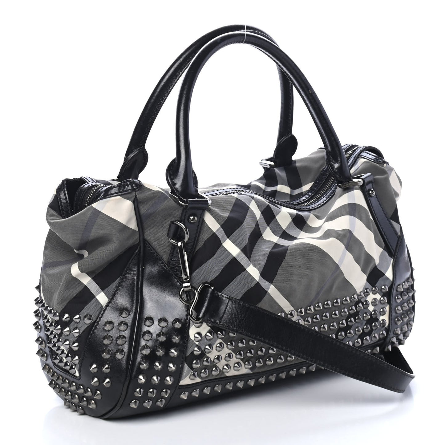 Nylon Beat Check Studded Medium Edenham Satchel Black