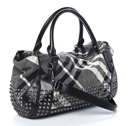 Burberry Nylon Beat Check Studded Medium Edenham Satchel Black 2 of 4