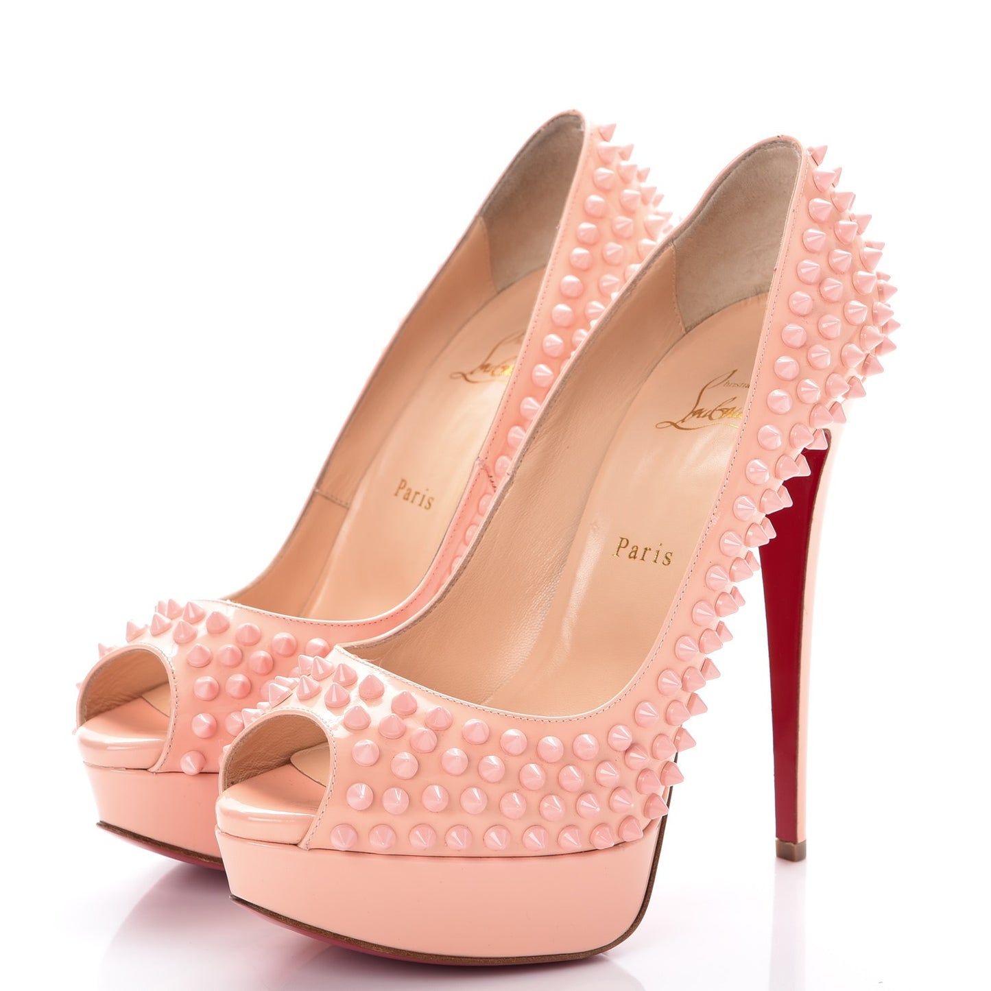 Patent Lady Peep Spikes 150 Pumps 39.5 Pink