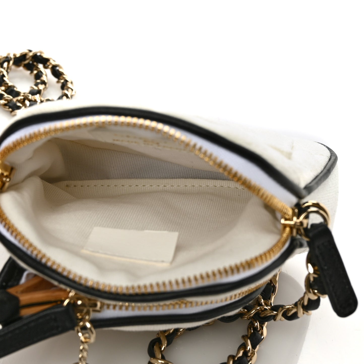 Canvas Calfskin Tennis Racket Mini Bag White Black