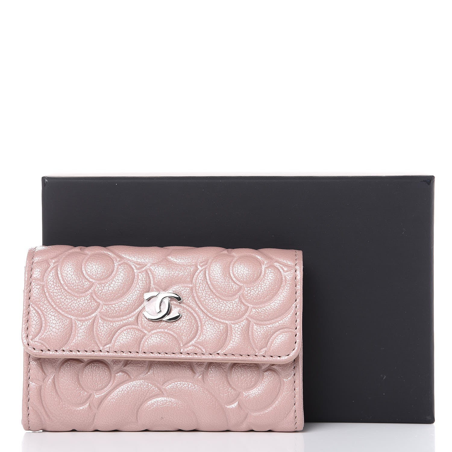 Chanel Goatskin Camellia Embossed Card Holder Wallet Light Pink 8 of 8