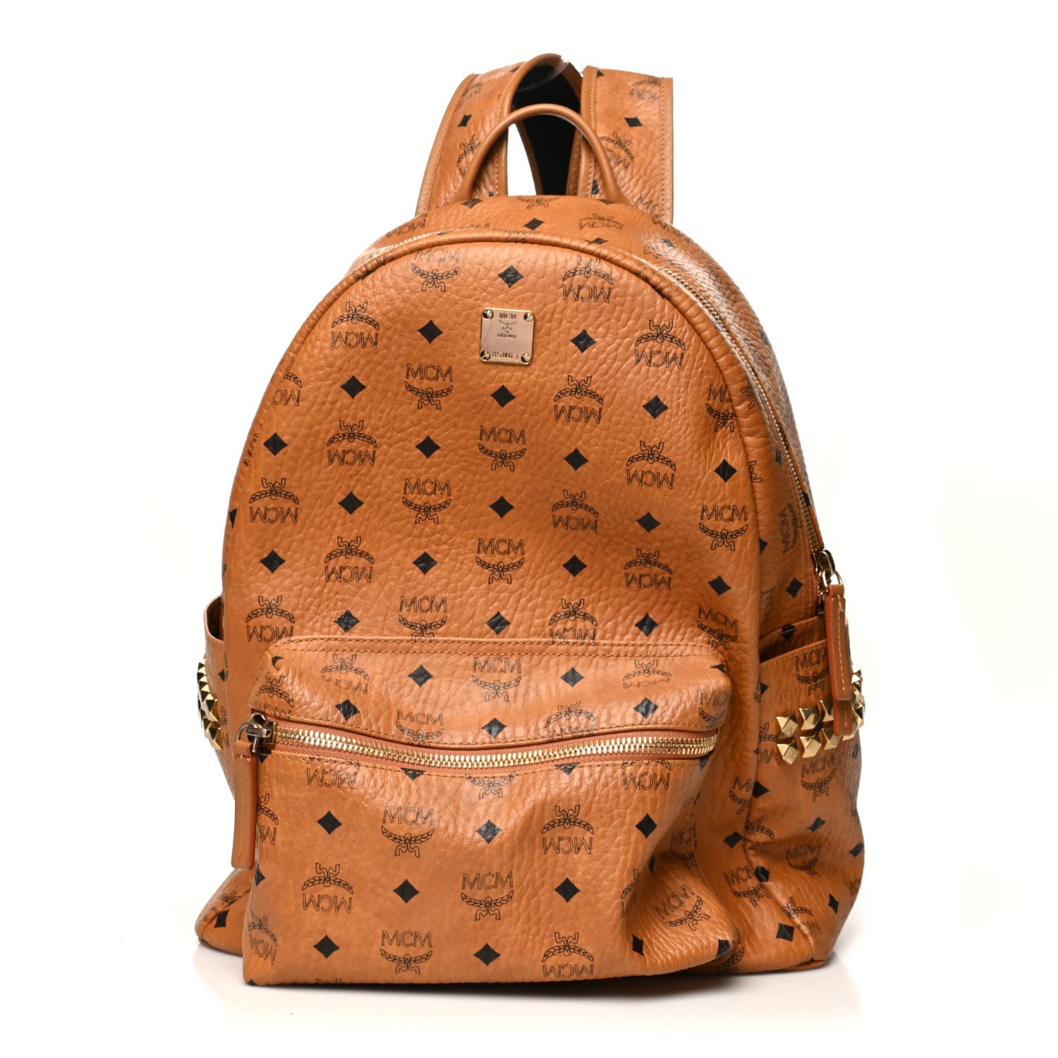 MCM Visetos Medium Side Studs Stark Backpack Cognac 1 of 9