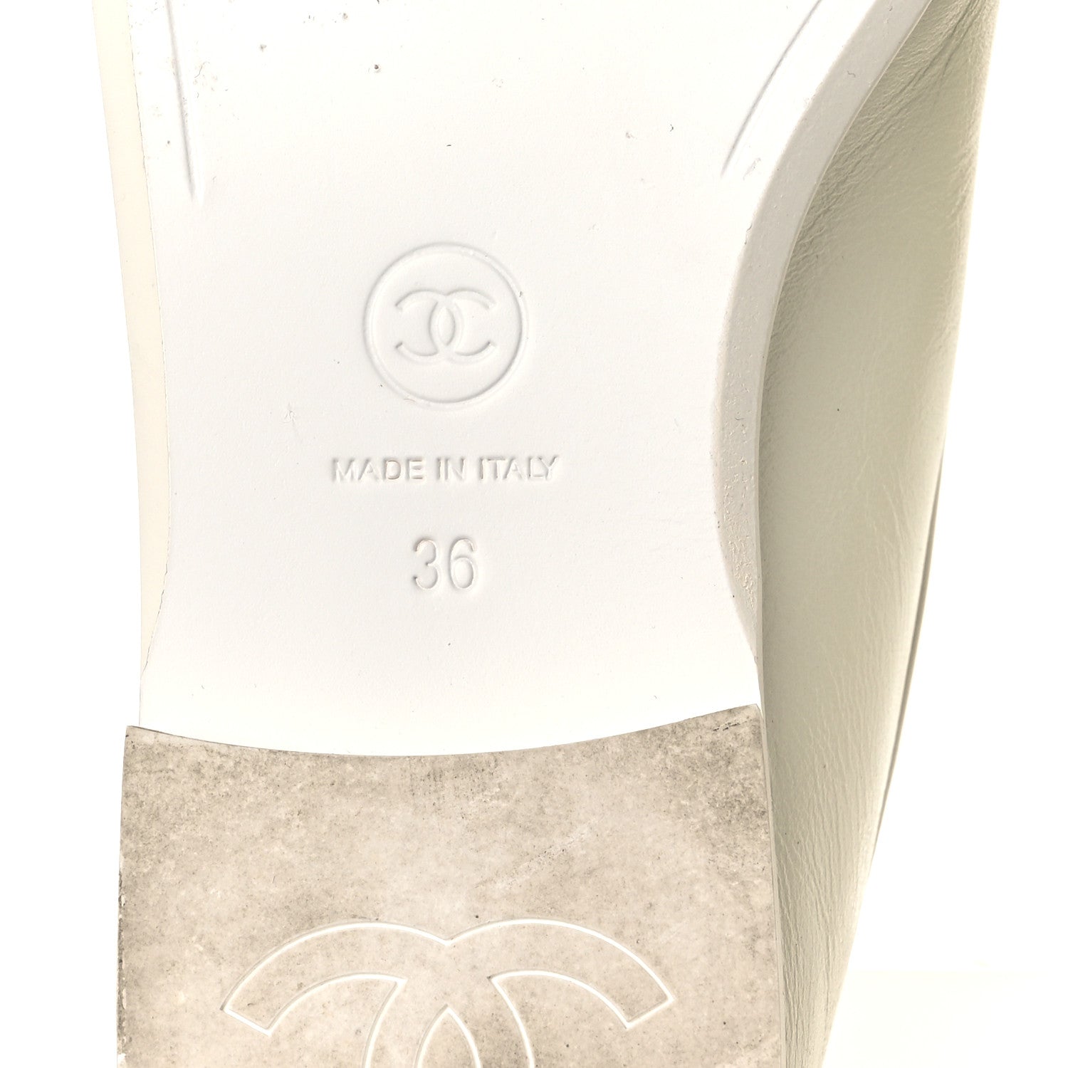 Chanel Shiny Calfskin Pearl CC Mocassin Loafers 36 White 8 of 13