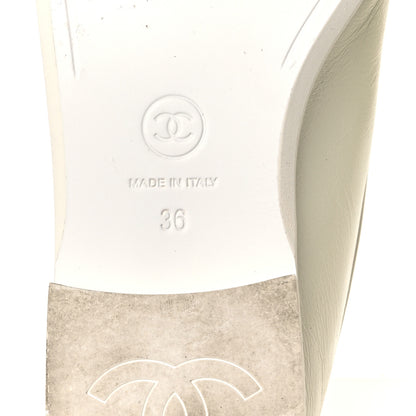 Chanel Shiny Calfskin Pearl CC Mocassin Loafers 36 White 8 of 13