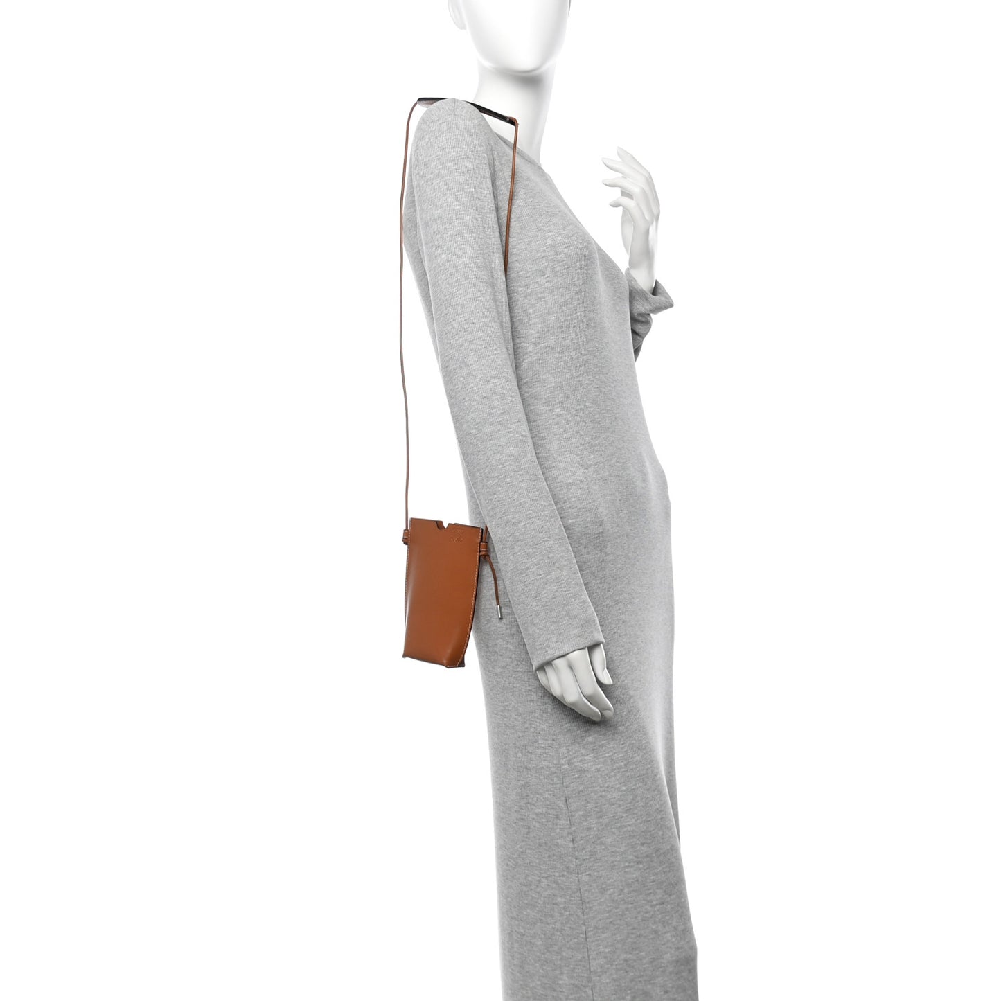 Smooth Calfskin Anagram Phone Pouch Tan