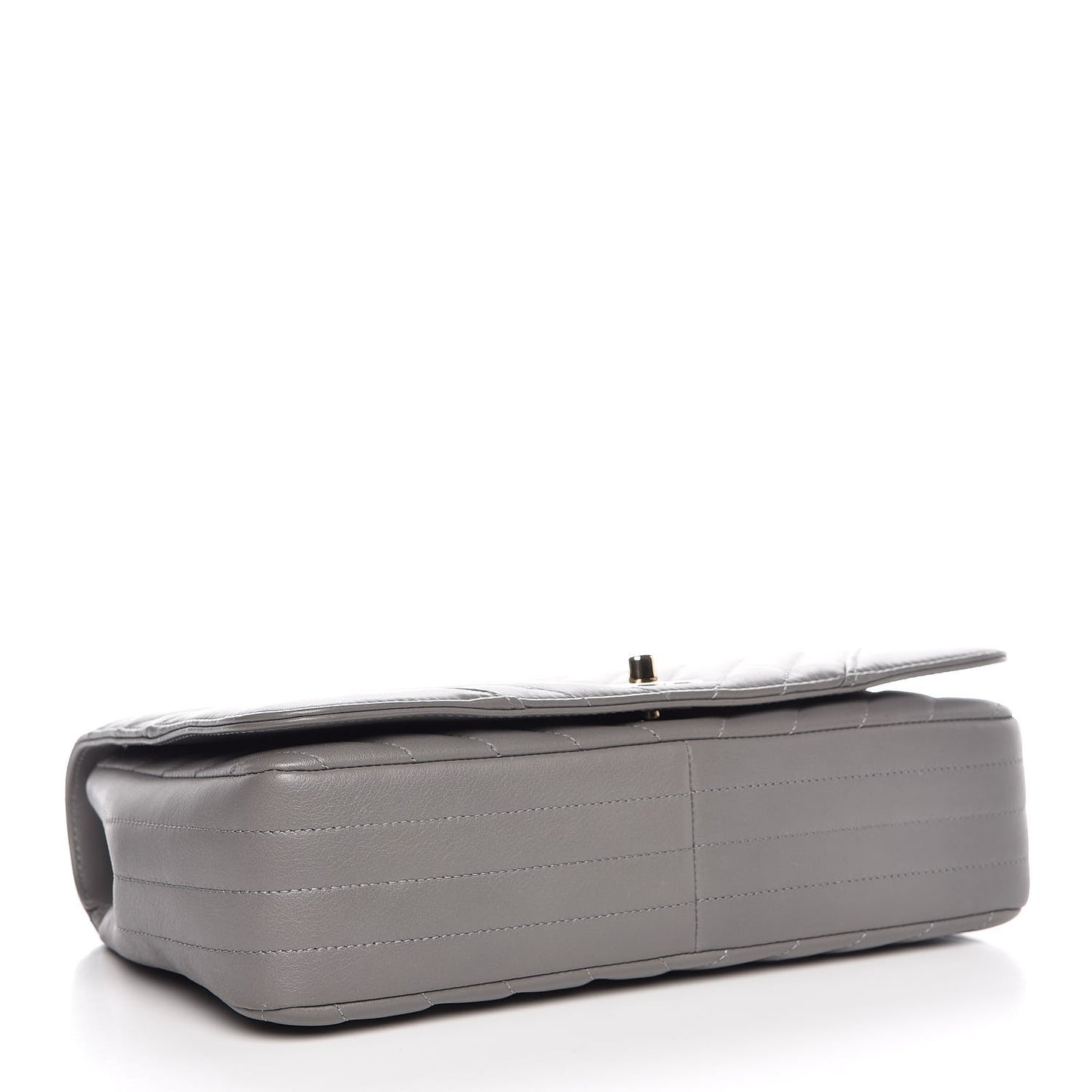 Calfskin Chevron Quilted Medium Statement Flap Grey