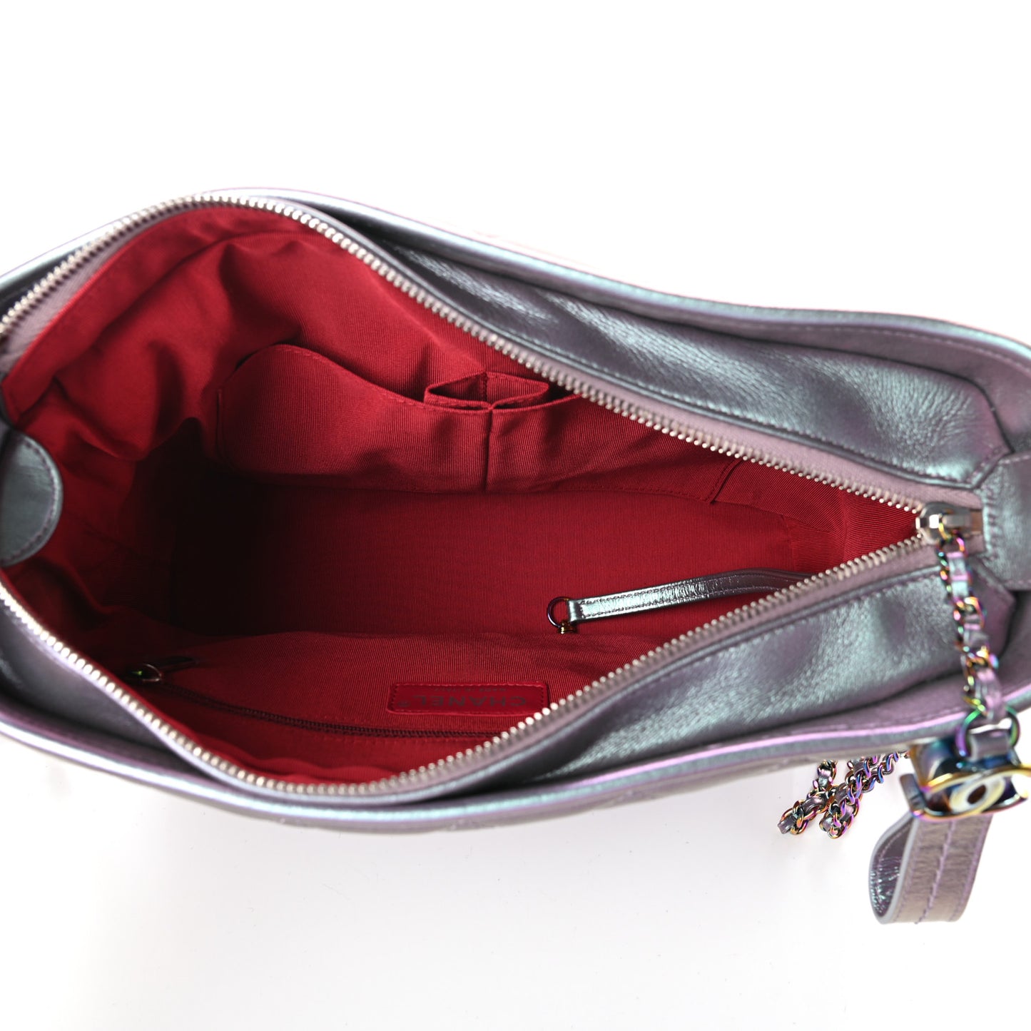Iridescent Lambskin Calfskin Quilted Medium Gabrielle Hobo Light Purple