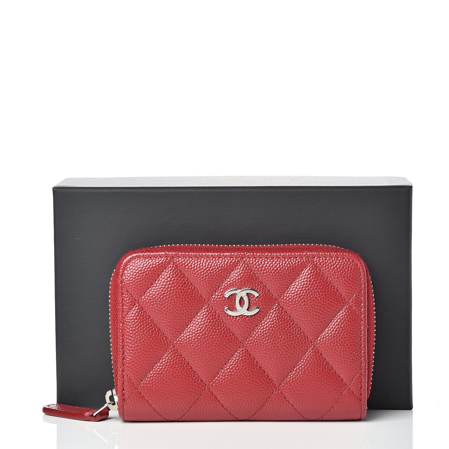 Chanel Caviar Quilted Zip Coin Purse Dark Red 8 of 8