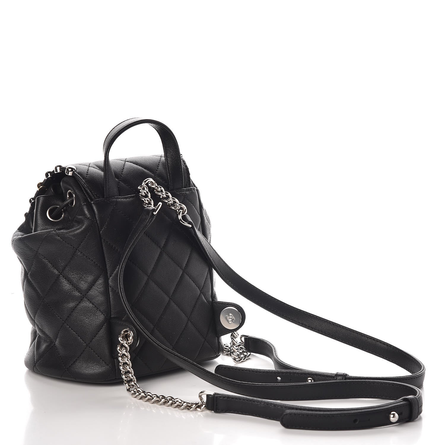 Chanel Lambskin Quilted Metallic Bubble Backpack Black 3 of 11