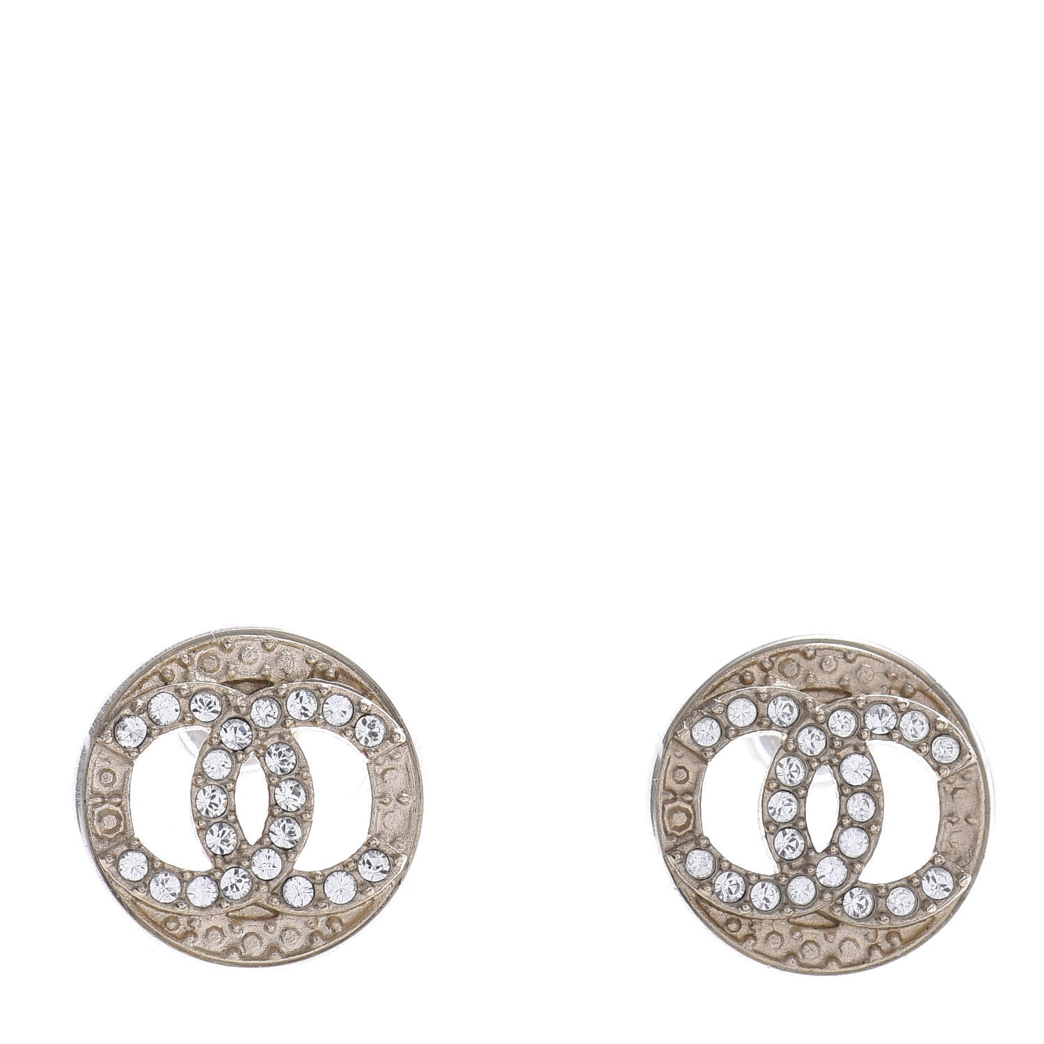 Chanel Crystal Acrylic CC Earrings Gold 1 of 4