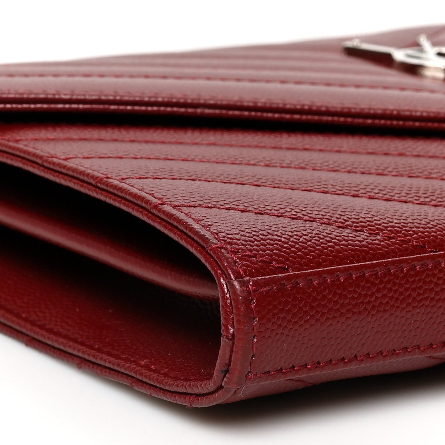 Grain De Poudre Matelasse Chevron Monogram Chain Wallet Palissandre