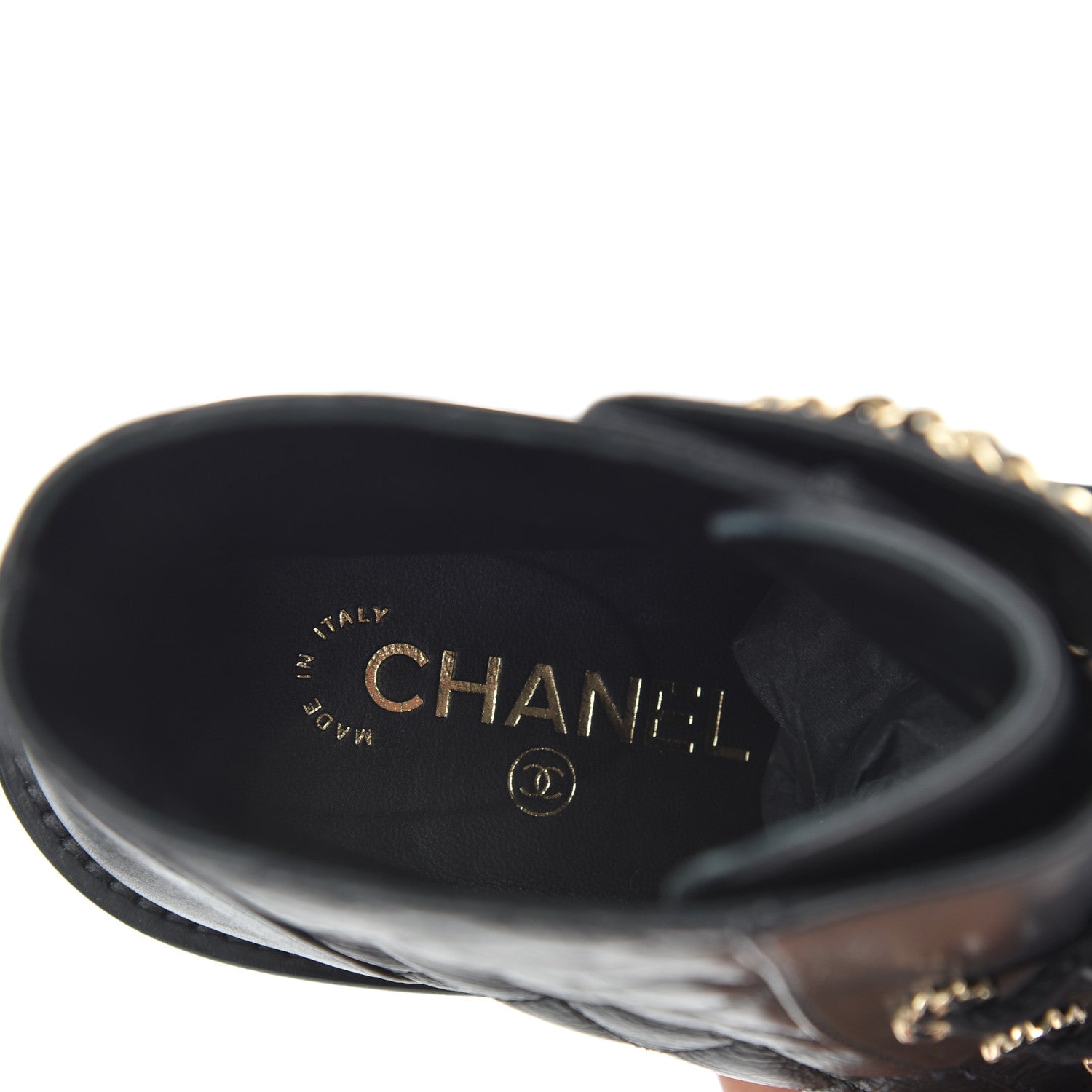 Chanel Shiny Goatskin Calfskin Quilted Lace Up Combat Boots 39 Black 7 of 10
